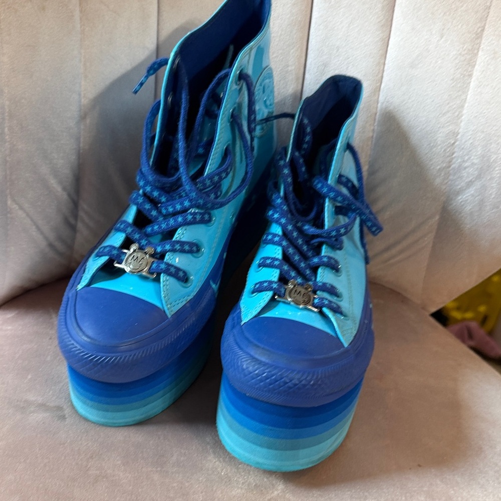 Converse Women’s Teal and Navy Layered-Blue Platform High-Tops